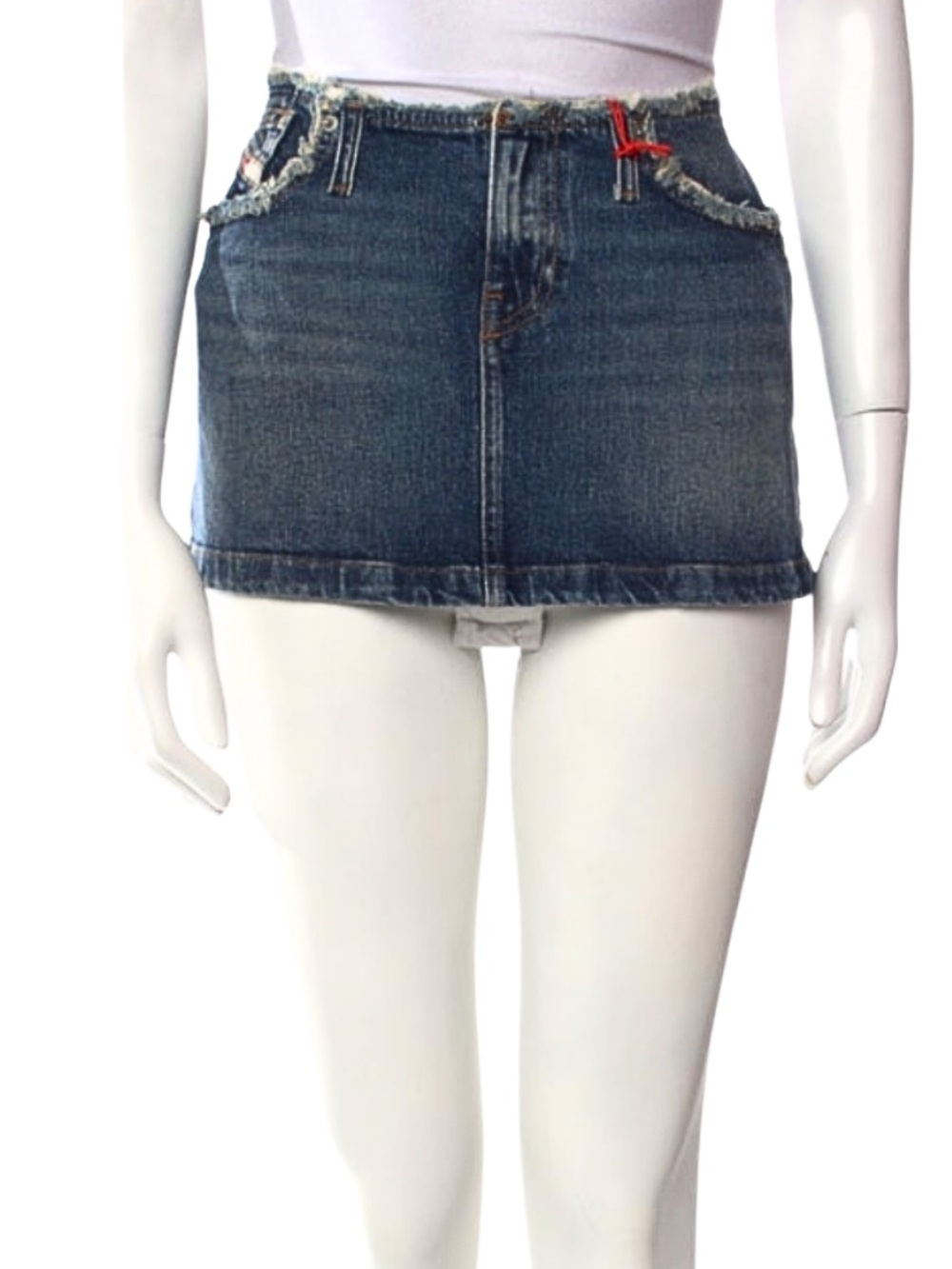 Diesel Blue Denim Mini Skirt with Frayed Trim